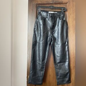 Abercrombie & Fitch Ankle Straight Ultra High Rise Black Vegan Leather Jeans